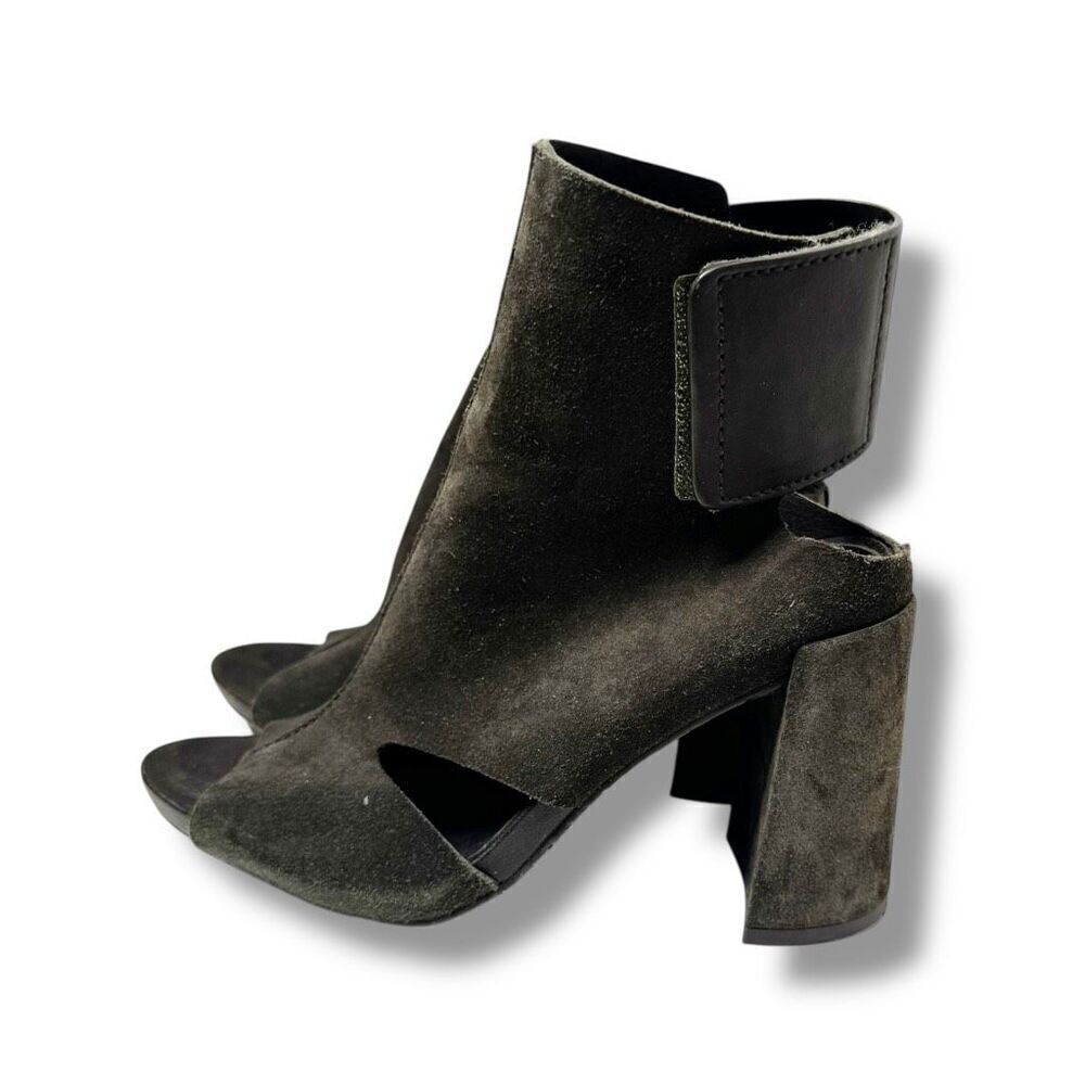 PEDRO GARCIA Suede Dark Olive Green Open Toe Sandals Shoes Heels EU 37.5 US 7.5 - Picture 2 of 10
